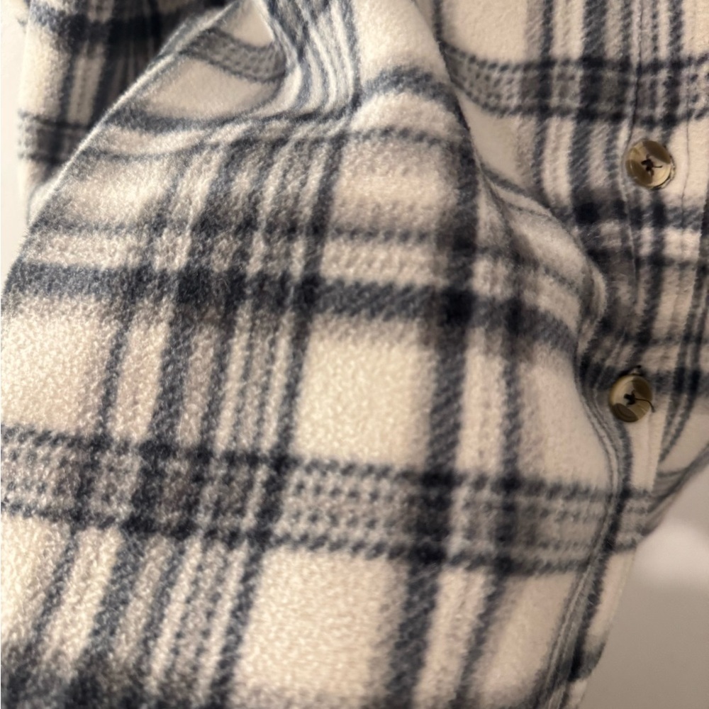 SAGE Collective Plaid Sherpa Lined Shacket Jacket Cream Black XXL - Picture 6 of 9